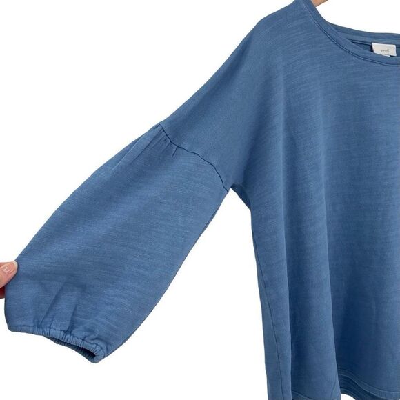 J Jill Pure Jill Terry Cloth Shirt Women Large Blue NWT Casual Comfort - Picture 2 of 7